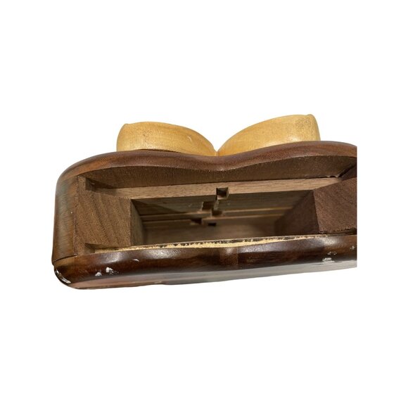 Handcrafted Wooden Heart Shaped Puzzle Ring Box Flower Jewelry & Keepsakes - Picture 4 of 10